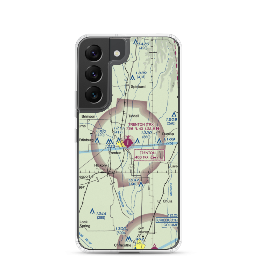Trenton Municipal Airport (TRX) VFR Sectional Samsung Case Samsung Galaxy S22 model shown