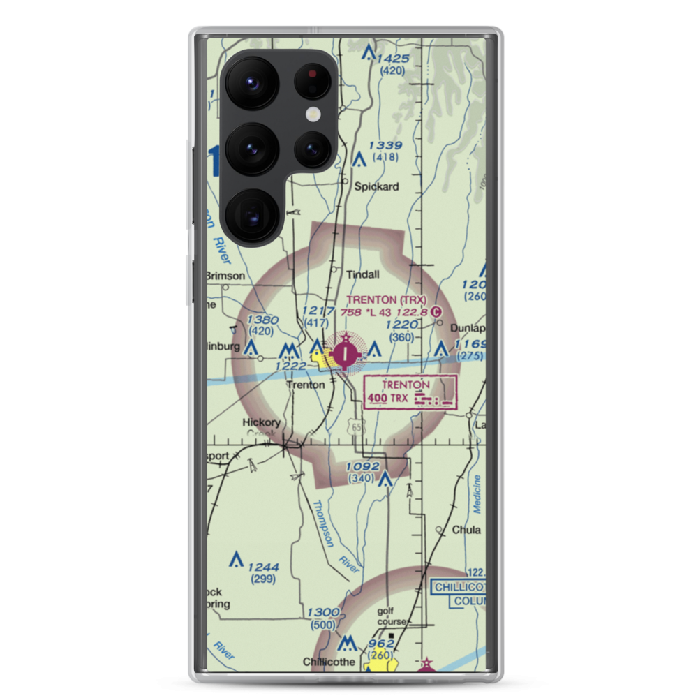 Trenton Municipal Airport (TRX) VFR Sectional Samsung Case Samsung Galaxy S22 Ultra model shown
