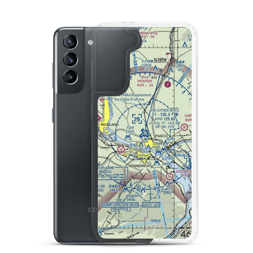 Tri Cities Airport (PSC) VFR Sectional Samsung Case Samsung Galaxy S21 model shown