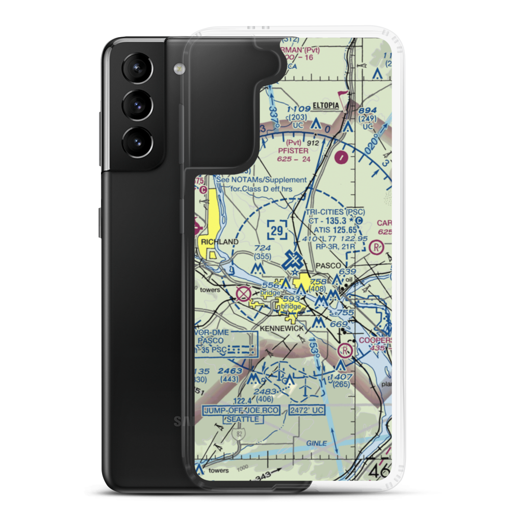 Tri Cities Airport (PSC) VFR Sectional Samsung Case Samsung Galaxy S21 Plus model shown