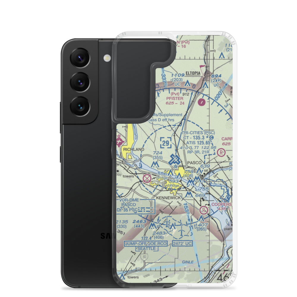 Tri Cities Airport (PSC) VFR Sectional Samsung Case Samsung Galaxy S22 model shown