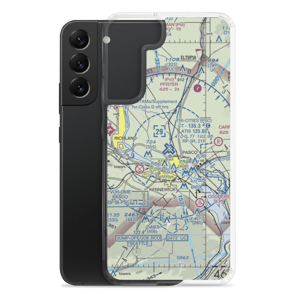 Tri Cities Airport (PSC) VFR Sectional Samsung Case Samsung Galaxy S22 Plus model shown