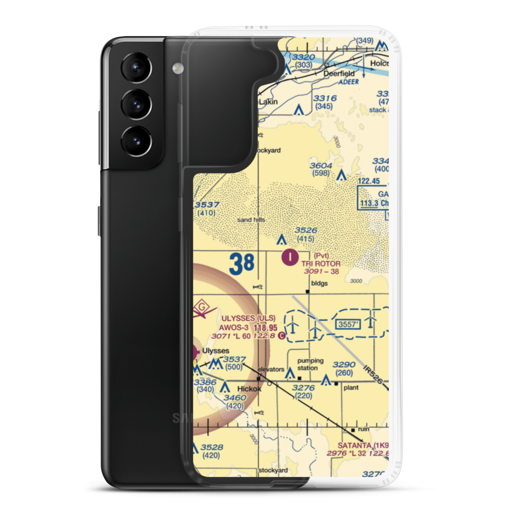 Tri Rotor Airport (3KS9) VFR Sectional Samsung Case Samsung Galaxy S21 Plus model shown