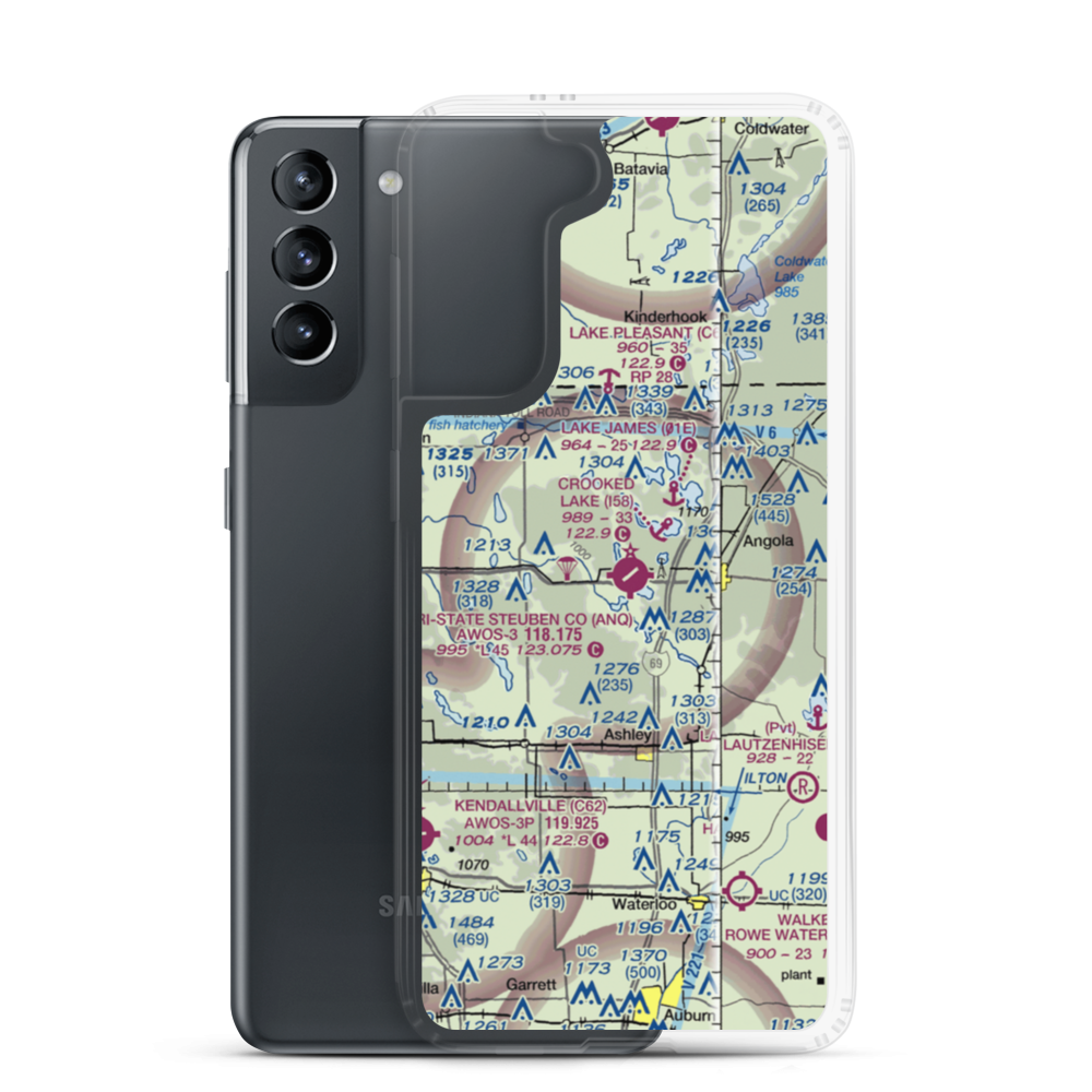 Tri State Steuben County Airport (ANQ) VFR Sectional Samsung Case Samsung Galaxy S21 model shown