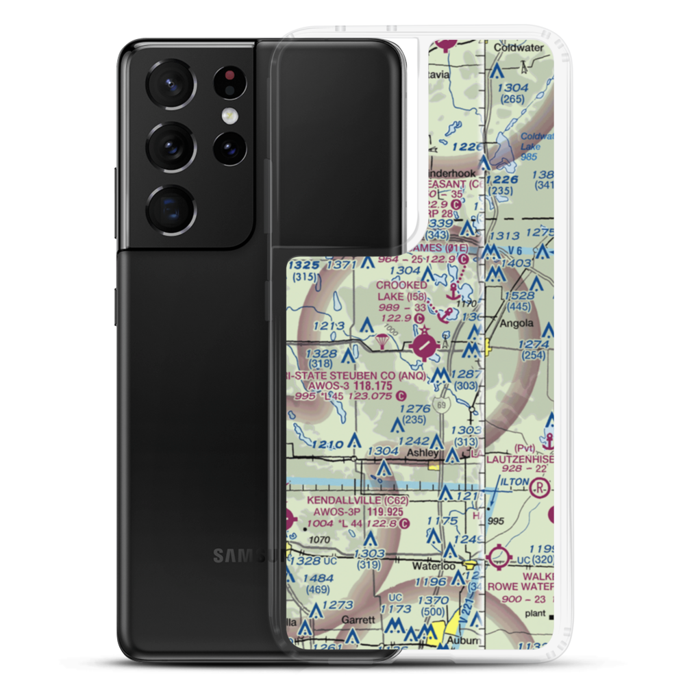 Tri State Steuben County Airport (ANQ) VFR Sectional Samsung Case Samsung Galaxy S21 Ultra model shown
