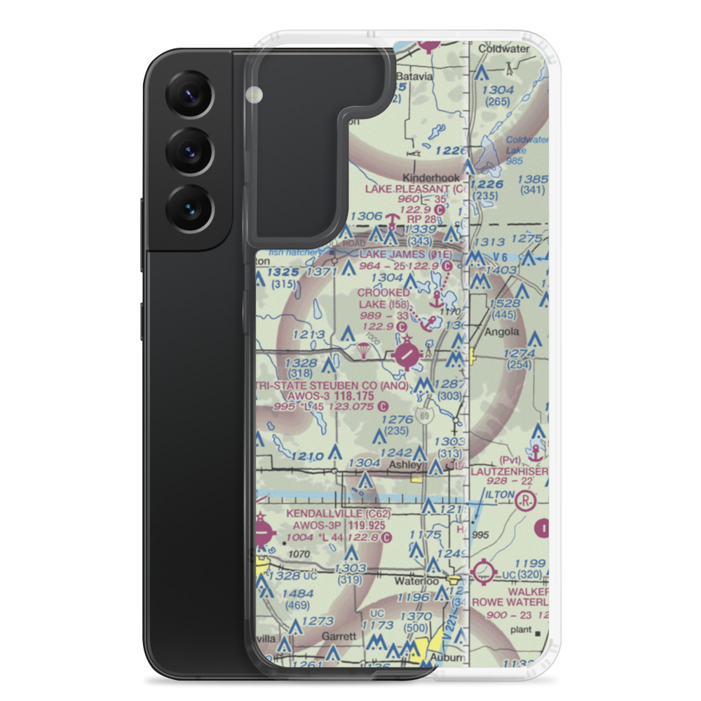 Tri State Steuben County Airport (ANQ) VFR Sectional Samsung Case Samsung Galaxy S22 Plus model shown
