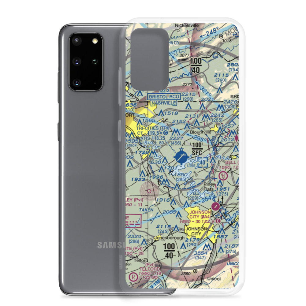 Tri-Cities Regional TN/VA Airport (TRI) VFR Sectional Samsung Case Samsung Galaxy S20 Plus model shown