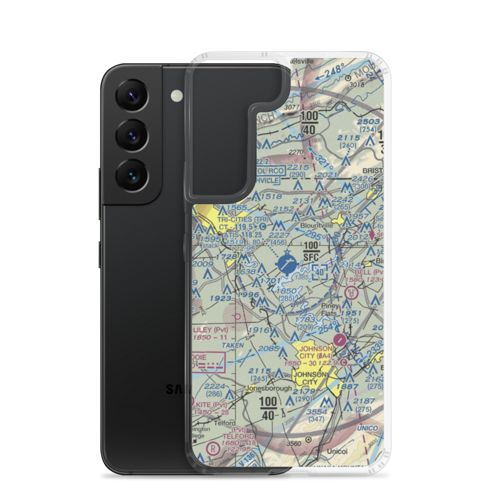 Tri-Cities Regional TN/VA Airport (TRI) VFR Sectional Samsung Case Samsung Galaxy S22 model shown