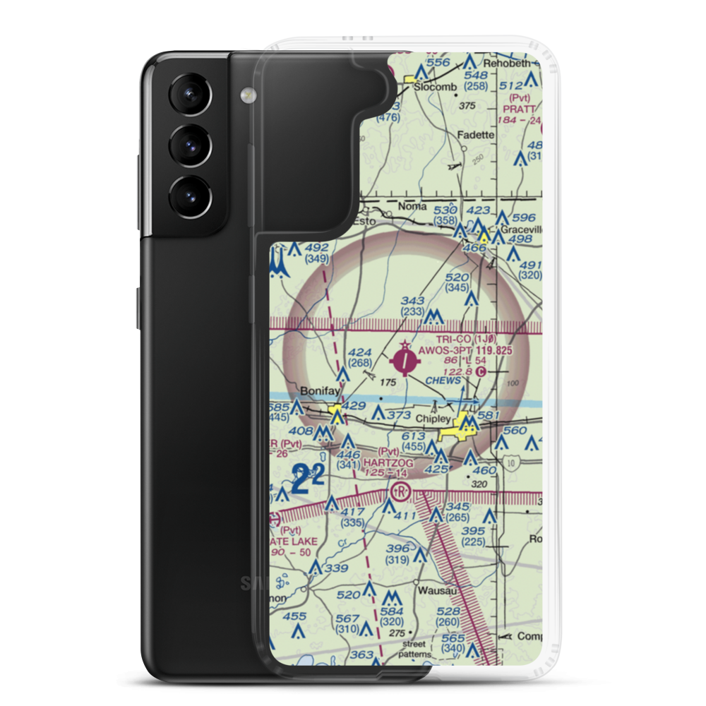 Tri-County Airport (1J0) VFR Sectional Samsung Case Samsung Galaxy S21 Plus model shown