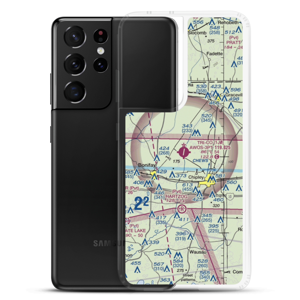 Tri-County Airport (1J0) VFR Sectional Samsung Case Samsung Galaxy S21 Ultra model shown