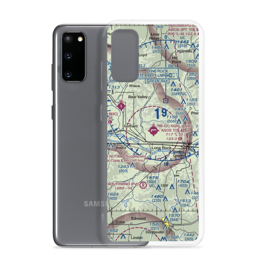 Tri-County Regional Airport (LNR) VFR Sectional Samsung Case Samsung Galaxy S20 model shown