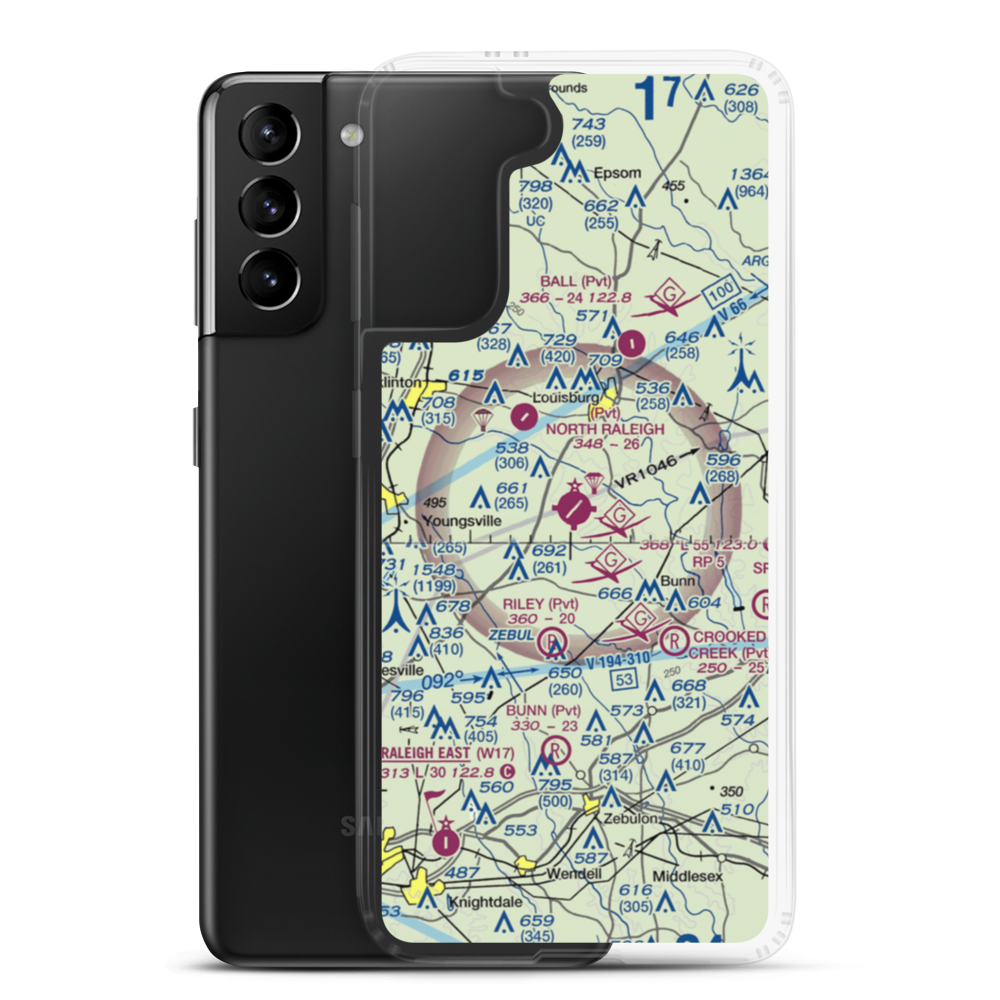 Triangle North Executive Airport (LHZ) VFR Sectional Samsung Case Samsung Galaxy S21 Plus model shown