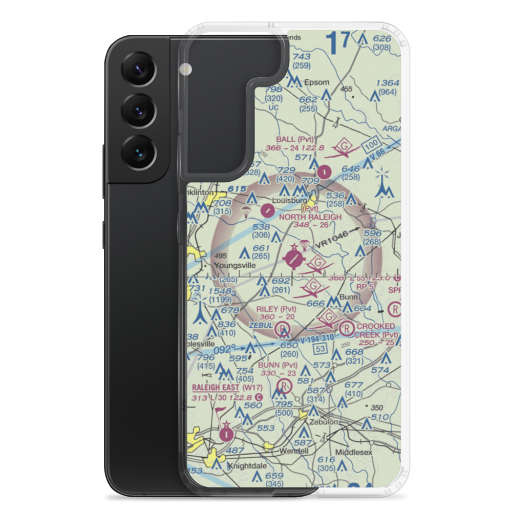 Triangle North Executive Airport (LHZ) VFR Sectional Samsung Case Samsung Galaxy S22 Plus model shown