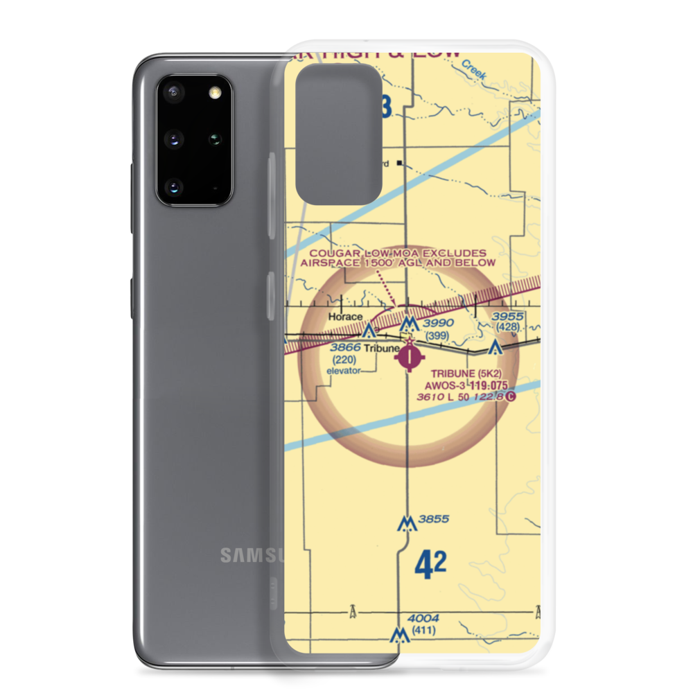 Tribune Municipal Airport (5K2) VFR Sectional Samsung Case Samsung Galaxy S20 Plus model shown