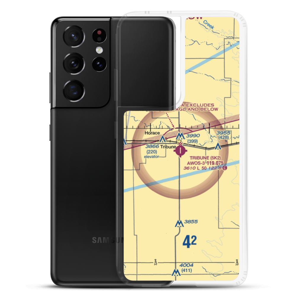 Tribune Municipal Airport (5K2) VFR Sectional Samsung Case Samsung Galaxy S21 Ultra model shown