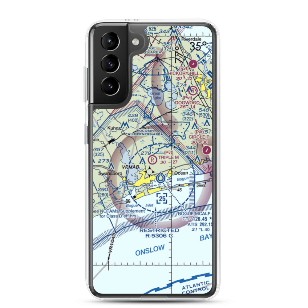 Triple M Airport (4NC5) VFR Sectional Samsung Case Samsung Galaxy S21 Plus model shown