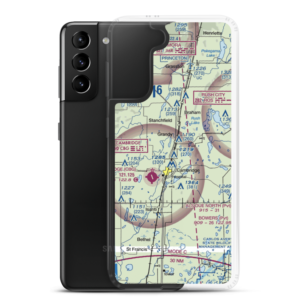 Troll Farm Airport (9MN1) VFR Sectional Samsung Case Samsung Galaxy S21 Plus model shown