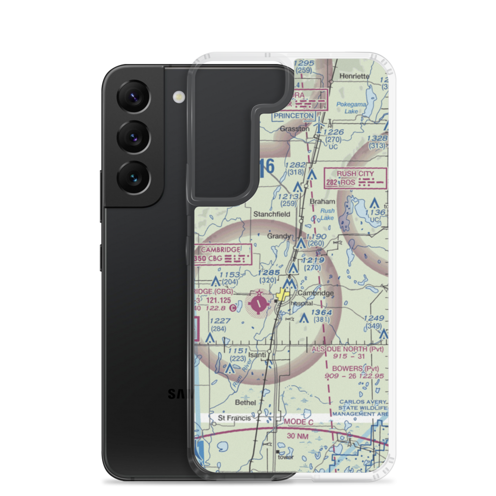 Troll Farm Airport (9MN1) VFR Sectional Samsung Case Samsung Galaxy S22 model shown