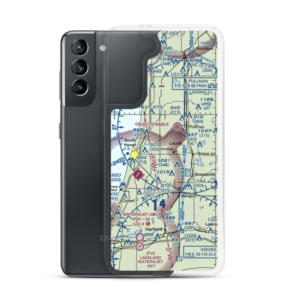 Trowbridge Farms Airport (8MI0) VFR Sectional Samsung Case Samsung Galaxy S21 model shown