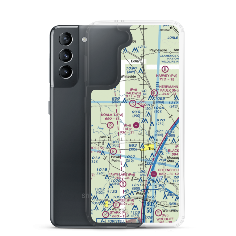 Troy Airpark (02MO) VFR Sectional Samsung Case Samsung Galaxy S21 model shown