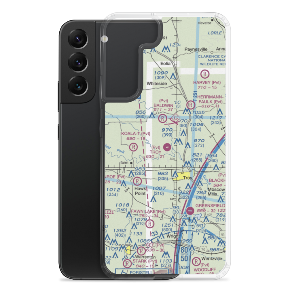 Troy Airpark (02MO) VFR Sectional Samsung Case Samsung Galaxy S22 Plus model shown