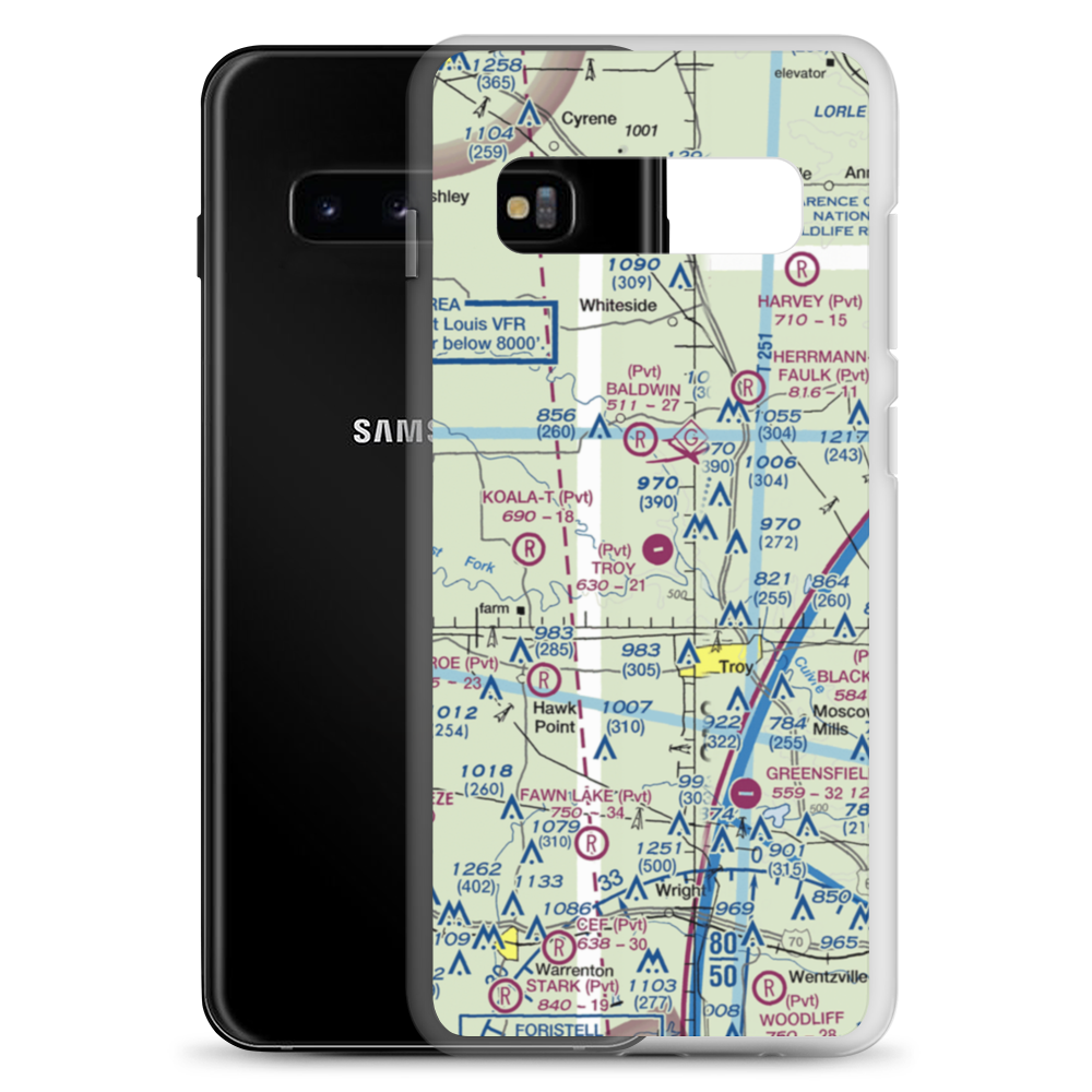 Troy Airpark (02MO) VFR Sectional Samsung Case Samsung Galaxy S10+ model shown