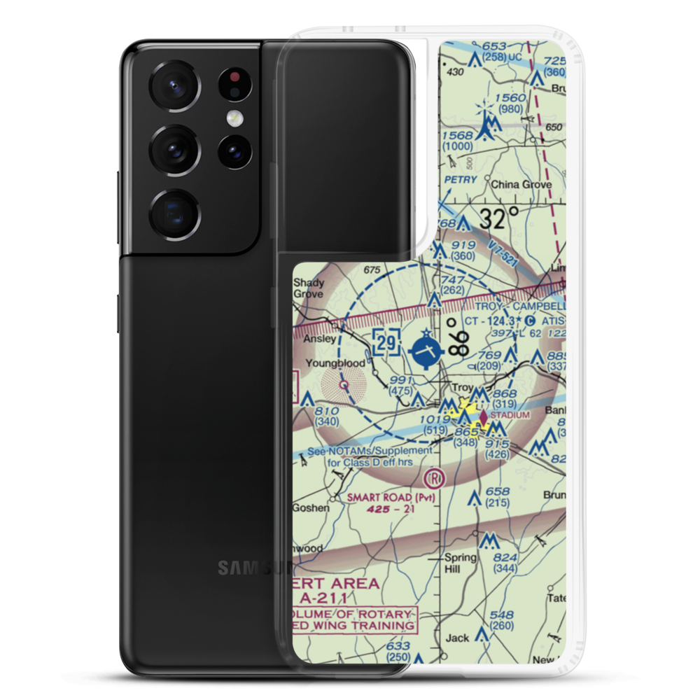 Troy Municipal Airport at N Kenneth Campbell Field (TOI) VFR Sectional Samsung Case Samsung Galaxy S21 Ultra model shown