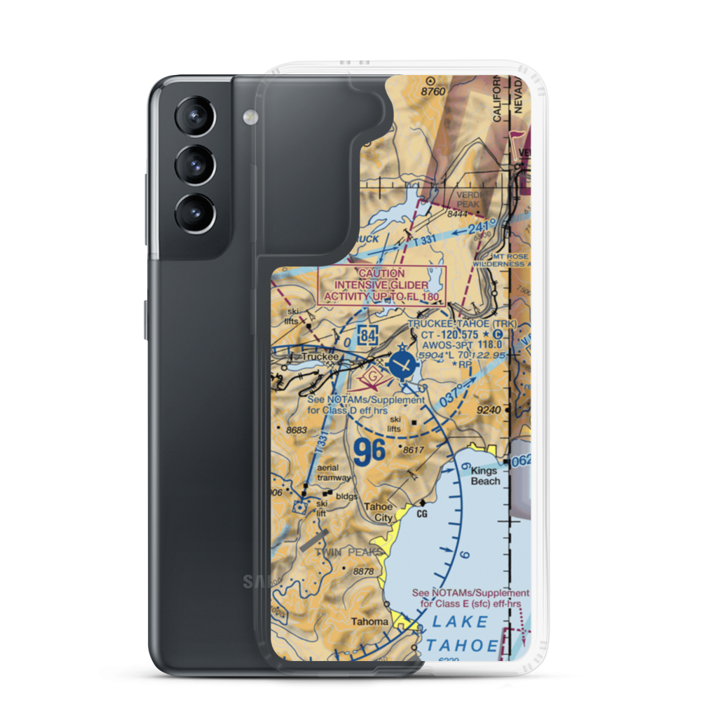 Truckee Tahoe Airport (TRK) VFR Sectional Samsung Case Samsung Galaxy S21 model shown