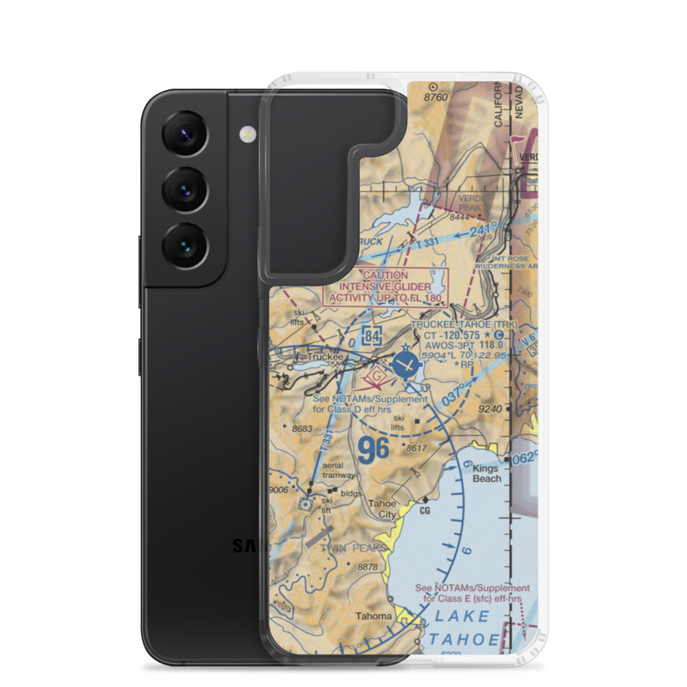Truckee Tahoe Airport (TRK) VFR Sectional Samsung Case Samsung Galaxy S22 model shown