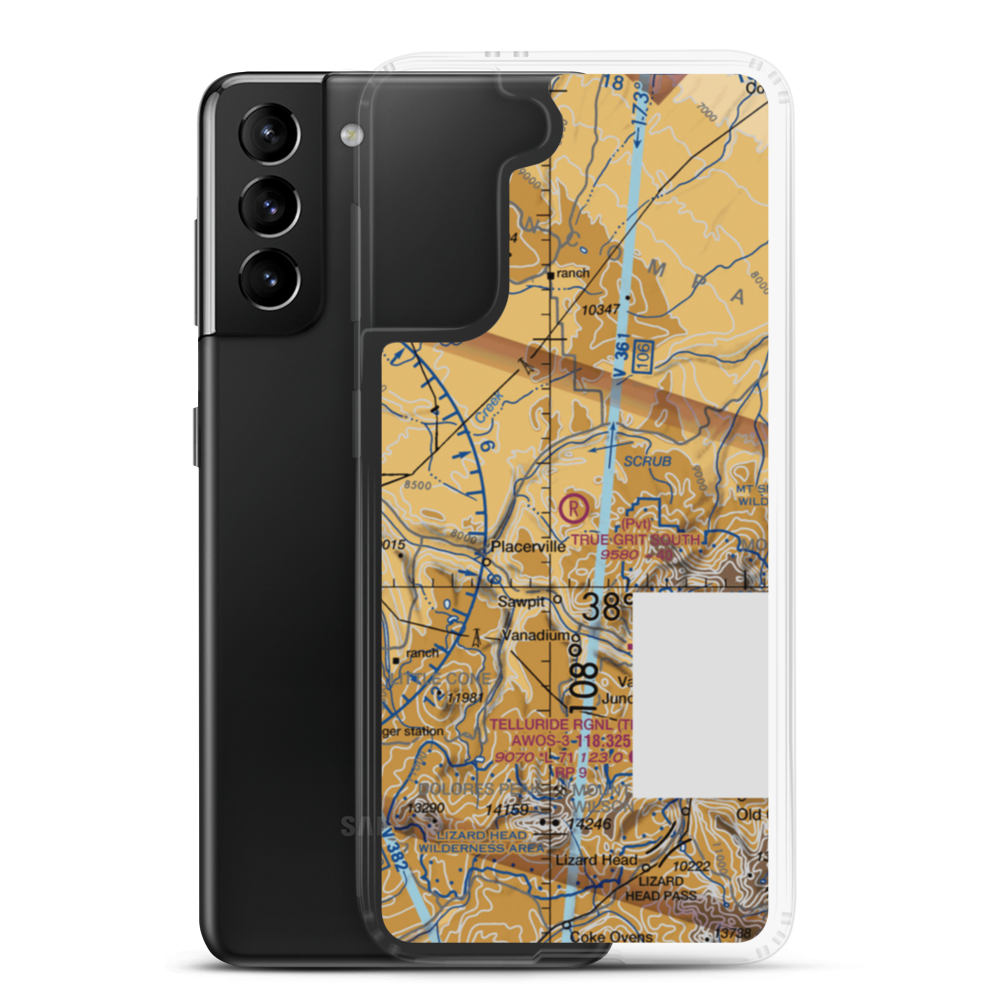 True Grit South Airport (CO95) VFR Sectional Samsung Case Samsung Galaxy S21 Plus model shown