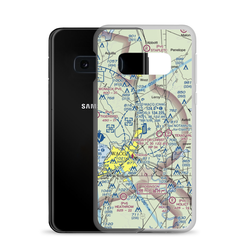 TSTC Waco Airport (CNW) VFR Sectional Samsung Case Samsung Galaxy S10e model shown
