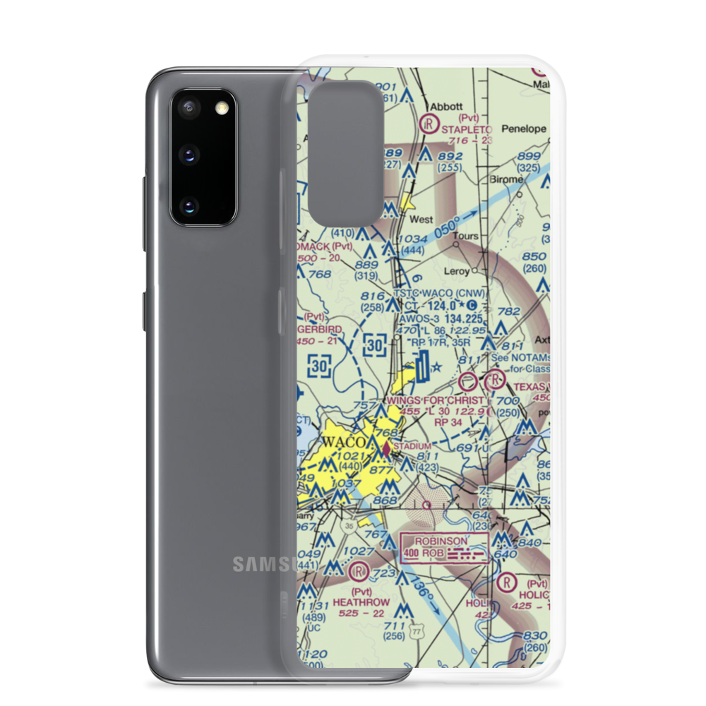 TSTC Waco Airport (CNW) VFR Sectional Samsung Case Samsung Galaxy S20 model shown