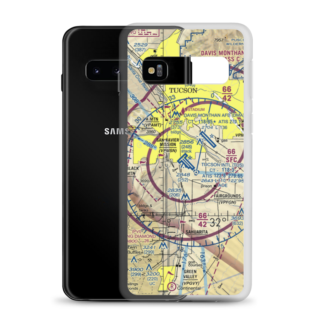 Tucson International Airport (TUS) VFR Sectional Samsung Case Samsung Galaxy S10 model shown