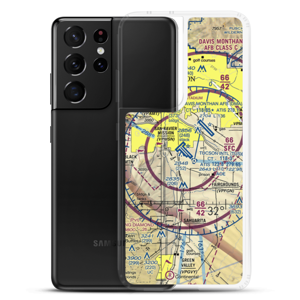 Tucson International Airport (TUS) VFR Sectional Samsung Case Samsung Galaxy S21 Ultra model shown