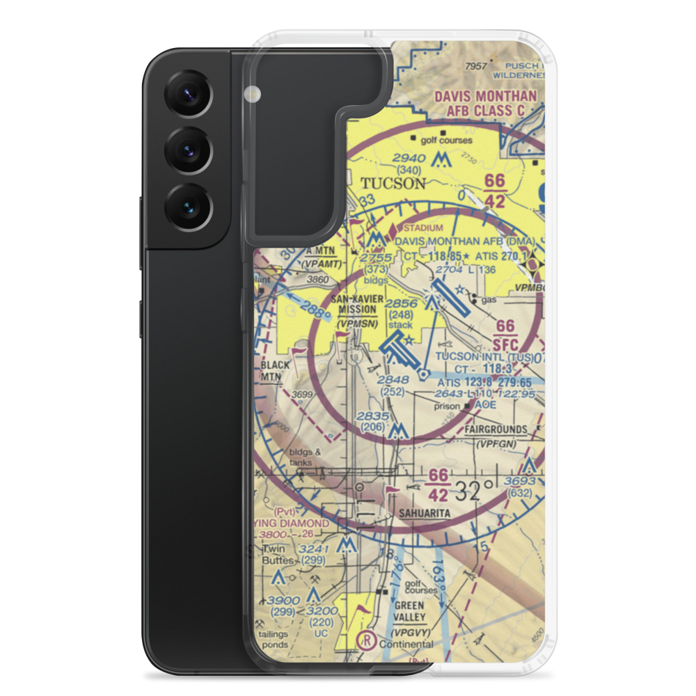 Tucson International Airport (TUS) VFR Sectional Samsung Case Samsung Galaxy S22 Plus model shown