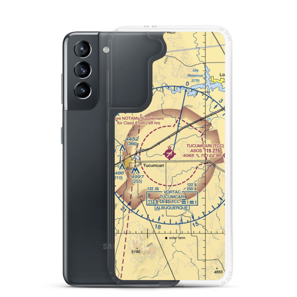 Tucumcari Municipal Airport (TCC) VFR Sectional Samsung Case Samsung Galaxy S21 model shown
