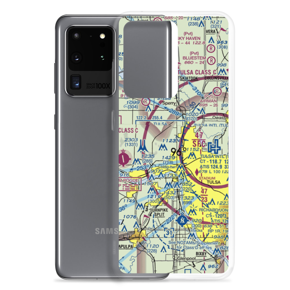 Tulsa Downtown Airpark (TNR) VFR Sectional Samsung Case Samsung Galaxy S20 Ultra model shown