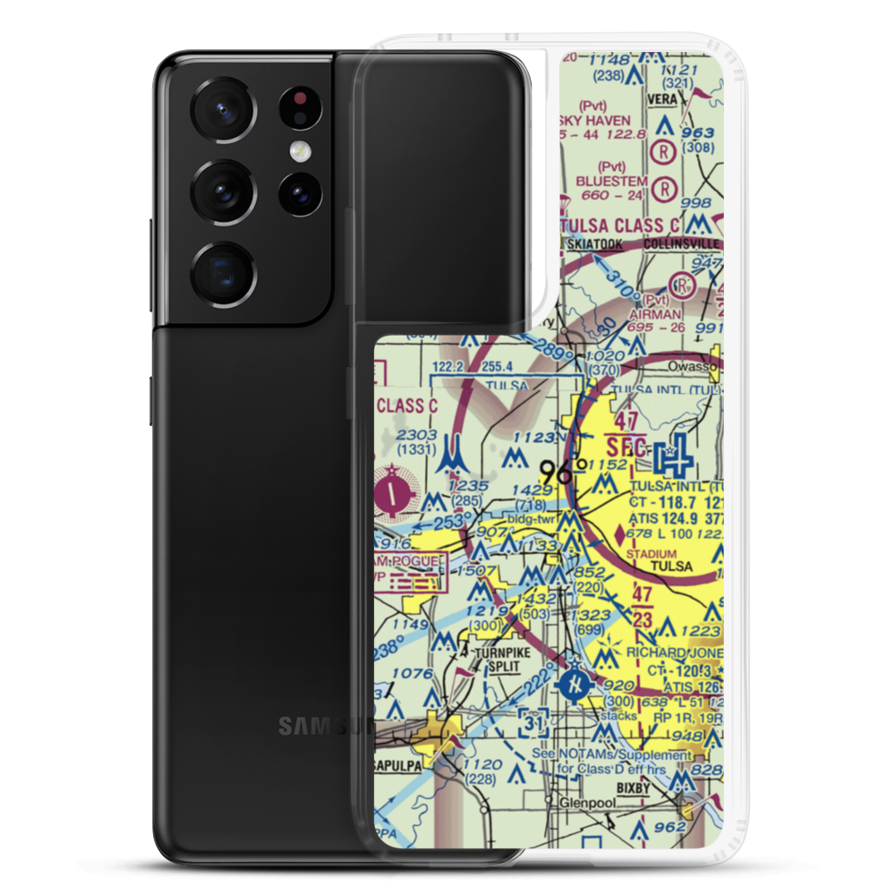 Tulsa Downtown Airpark (TNR) VFR Sectional Samsung Case Samsung Galaxy S21 Ultra model shown