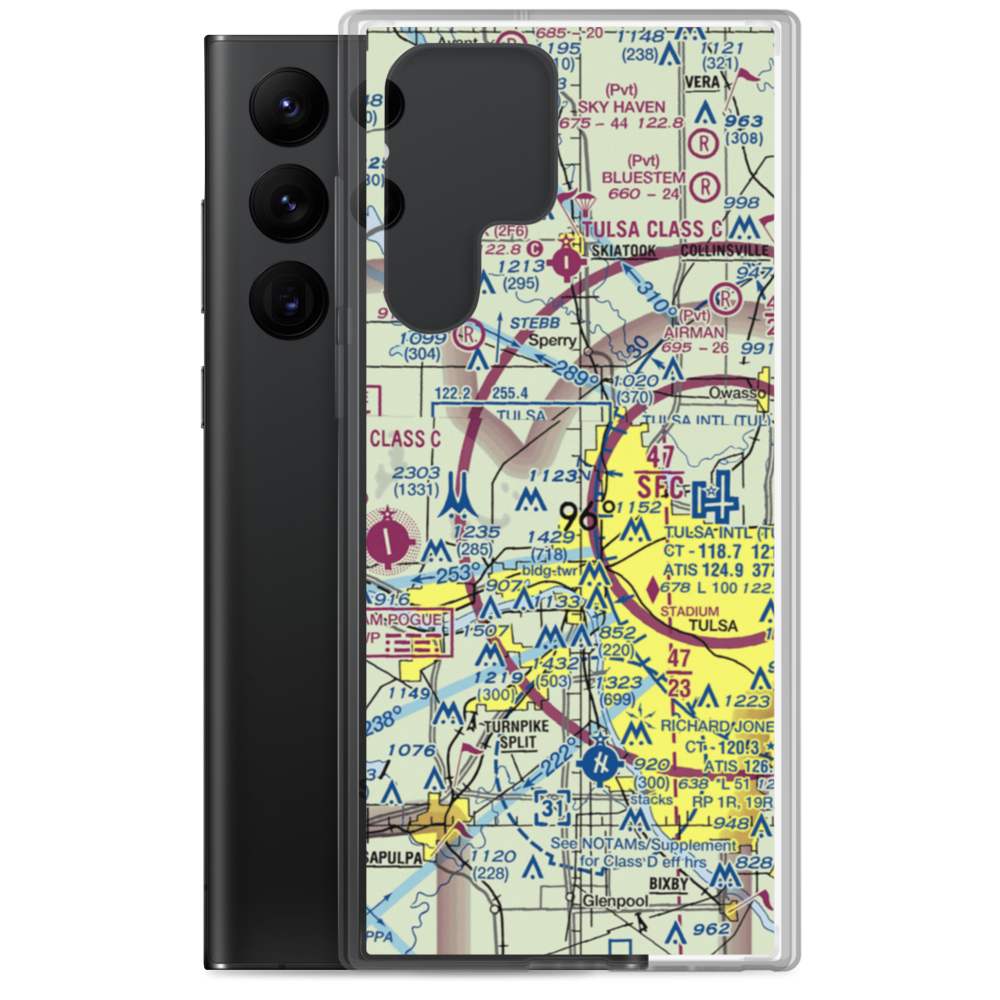 Tulsa Downtown Airpark (TNR) VFR Sectional Samsung Case Samsung Galaxy S22 Ultra model shown