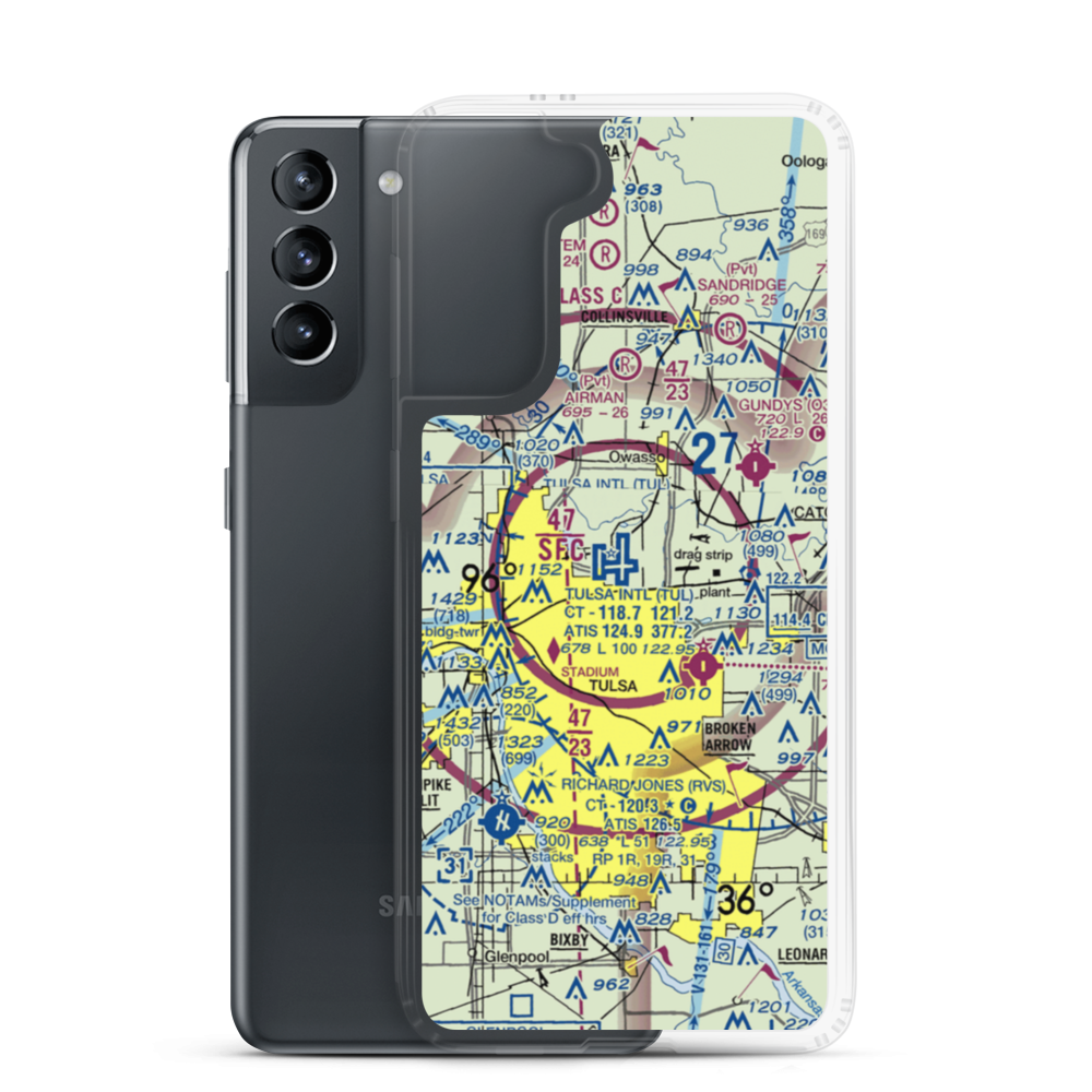 Tulsa International Airport (TUL) VFR Sectional Samsung Case Samsung Galaxy S21 model shown