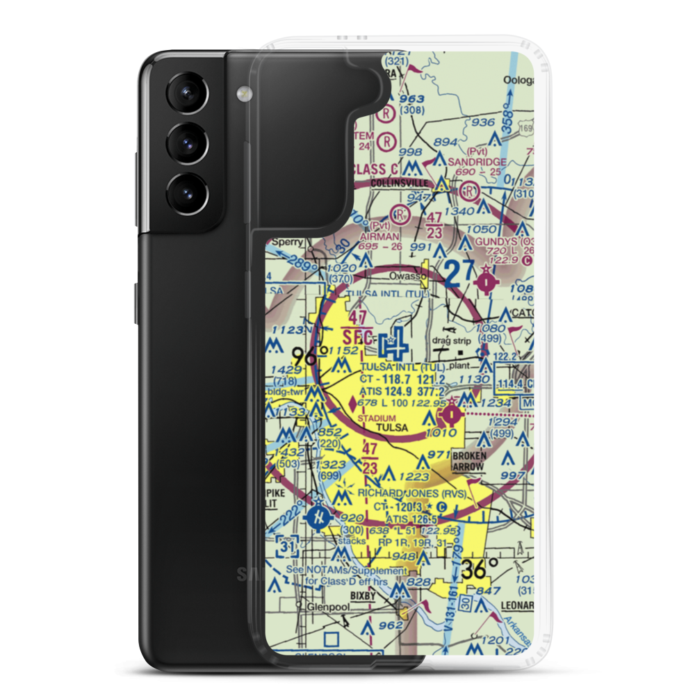 Tulsa International Airport (TUL) VFR Sectional Samsung Case Samsung Galaxy S21 Plus model shown