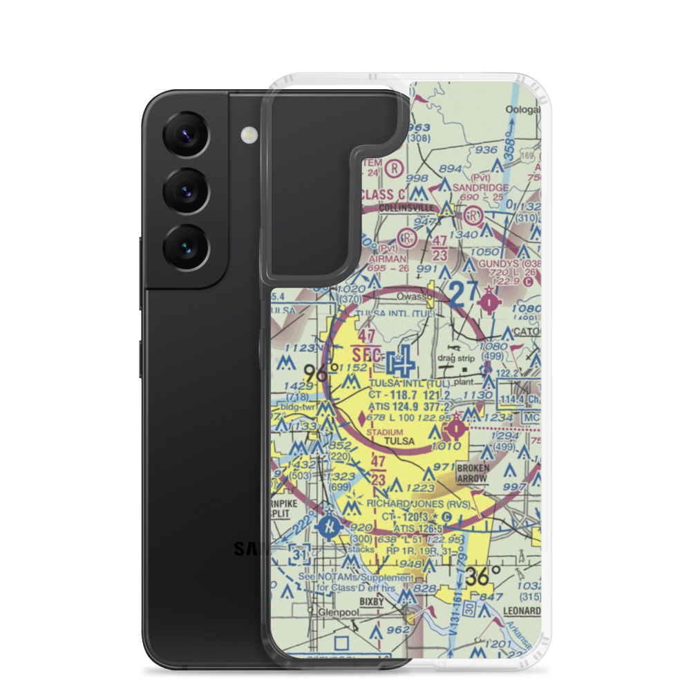 Tulsa International Airport (TUL) VFR Sectional Samsung Case Samsung Galaxy S22 model shown