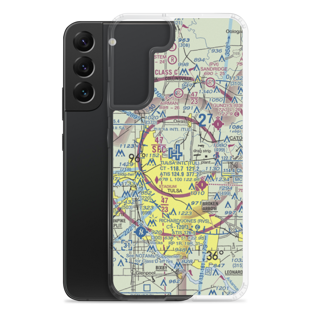 Tulsa International Airport (TUL) VFR Sectional Samsung Case Samsung Galaxy S22 Plus model shown
