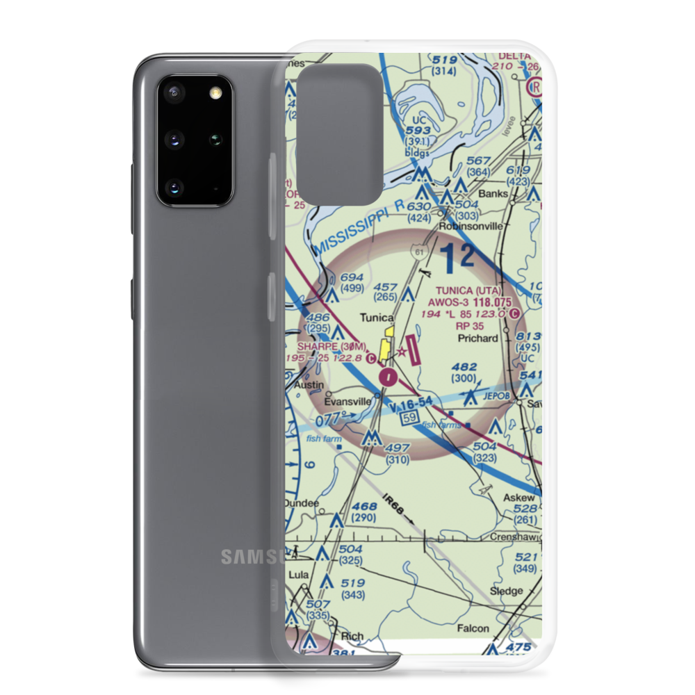 Tunica Municipal Airport (UTA) VFR Sectional Samsung Case Samsung Galaxy S20 Plus model shown