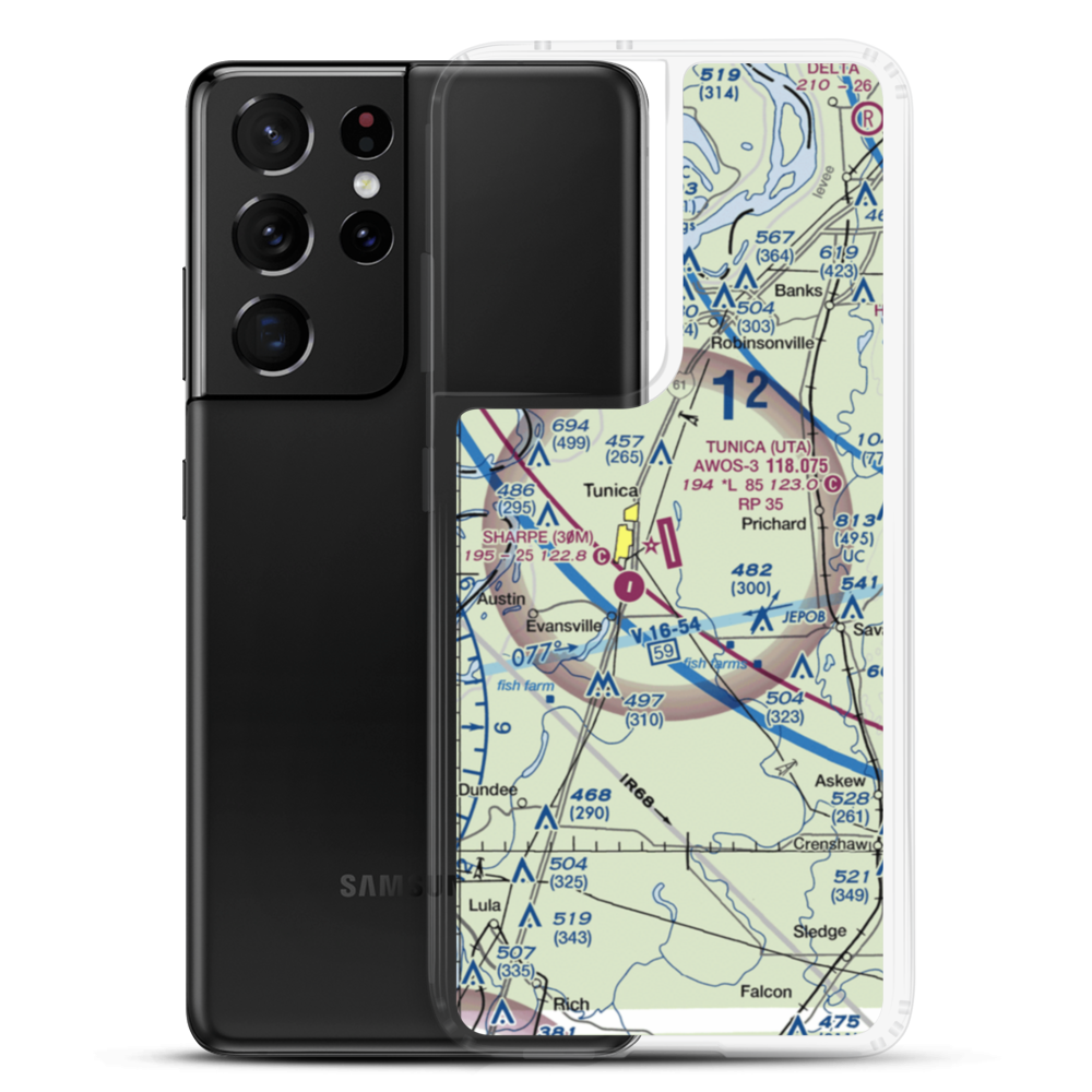 Tunica Municipal Airport (UTA) VFR Sectional Samsung Case Samsung Galaxy S21 Ultra model shown