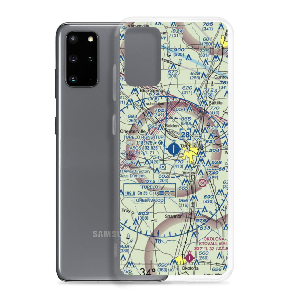 Tupelo Regional Airport (TUP) VFR Sectional Samsung Case Samsung Galaxy S20 Plus model shown