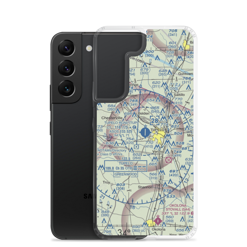 Tupelo Regional Airport (TUP) VFR Sectional Samsung Case Samsung Galaxy S22 model shown