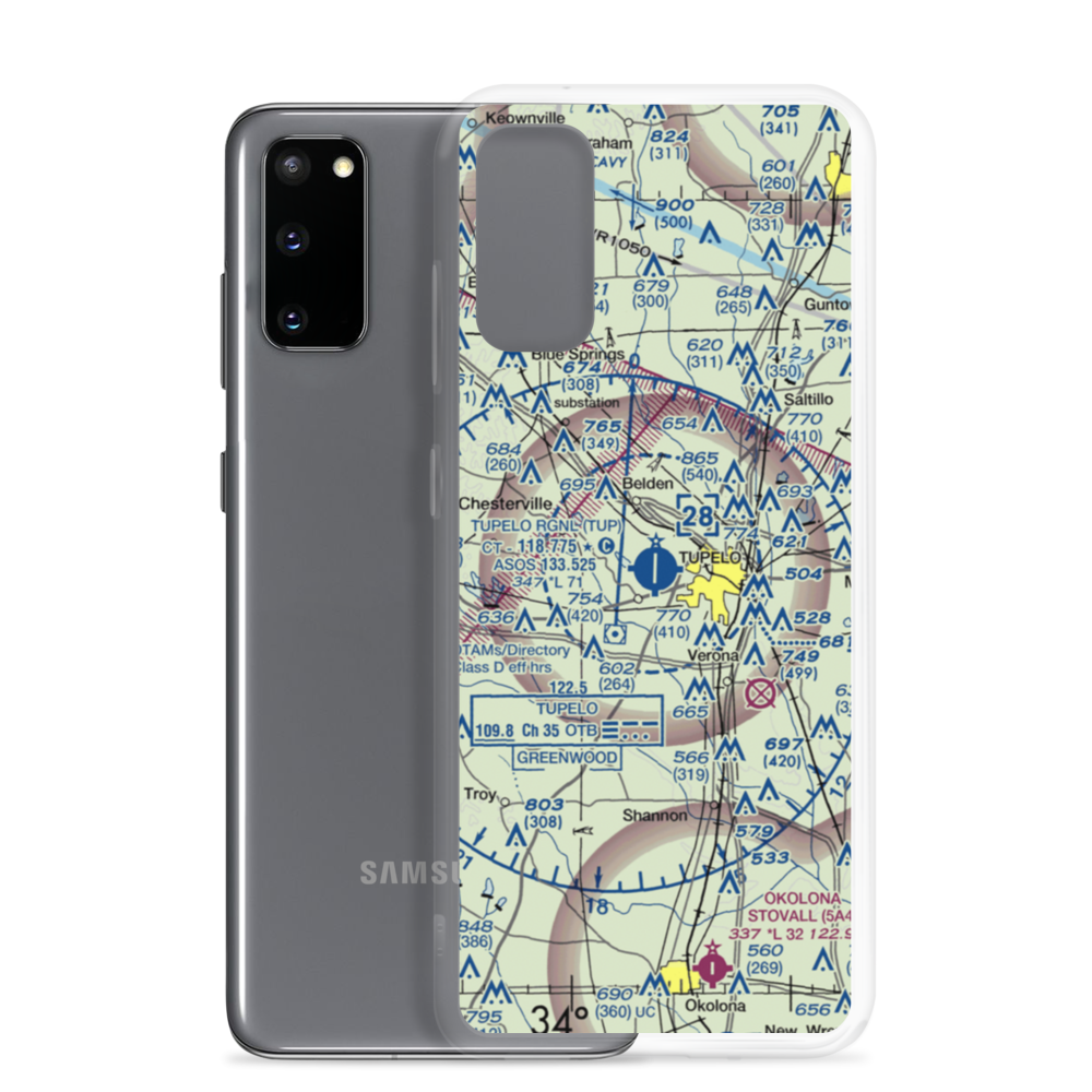 Tupelo Regional Airport (TUP) VFR Sectional Samsung Case Samsung Galaxy S20 model shown