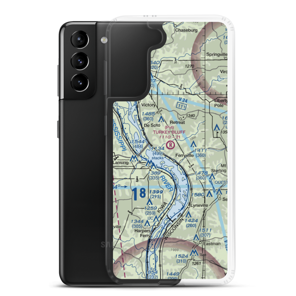Turkey Bluff Airport (7WI0) VFR Sectional Samsung Case Samsung Galaxy S21 Plus model shown