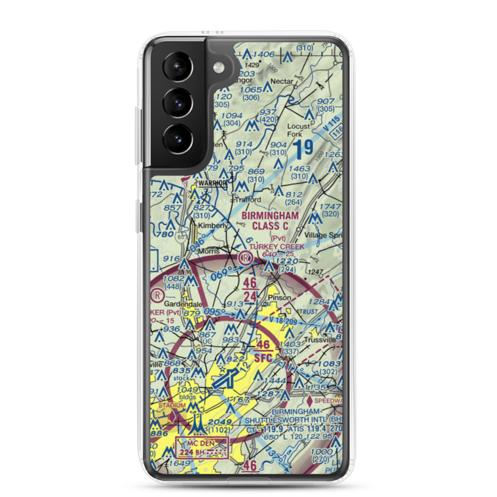 Turkey Creek Airport (AL16) VFR Sectional Samsung Case Samsung Galaxy S21 Plus model shown
